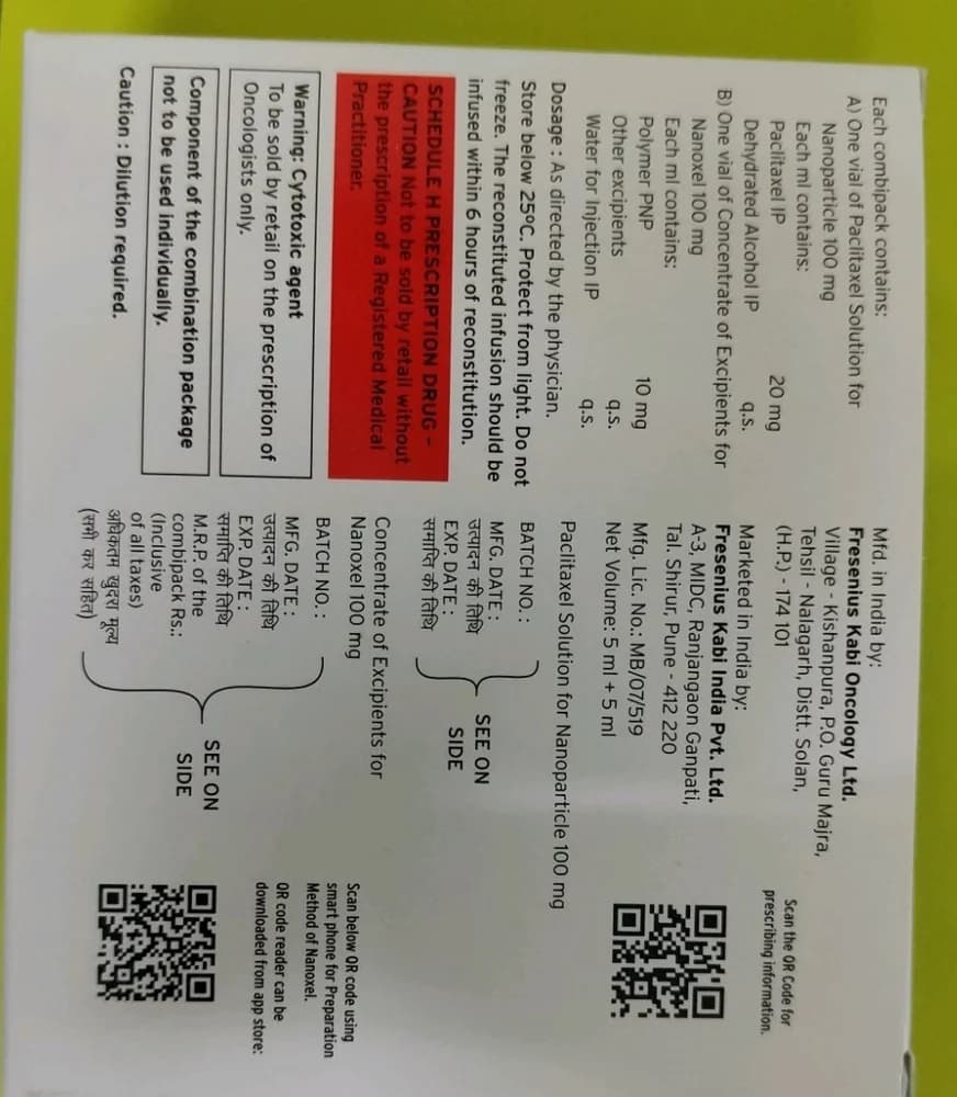 100mg Nanoxel Paclitaxel Injection 3