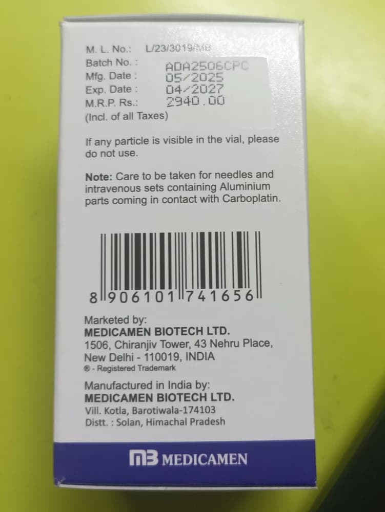 450mg Medcarb Carboplatin Injection 3
