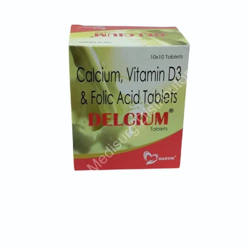 Delcium Calcium Vitamin D3 And Folic Acid Tablets